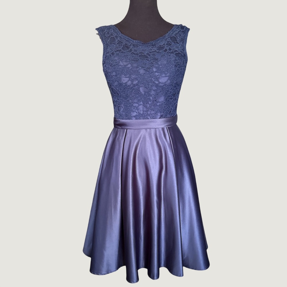 Morilee by Madeline Gardner Navy Blue Cocktail, Bridesmaid, Prom Dress, Size 8
